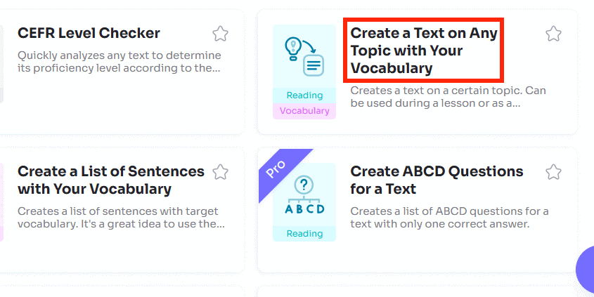 Hoạt động Create a Text on Any Topic with Your Vocabulary
