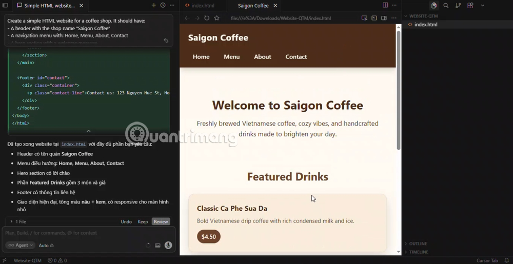 tạo website với cursor