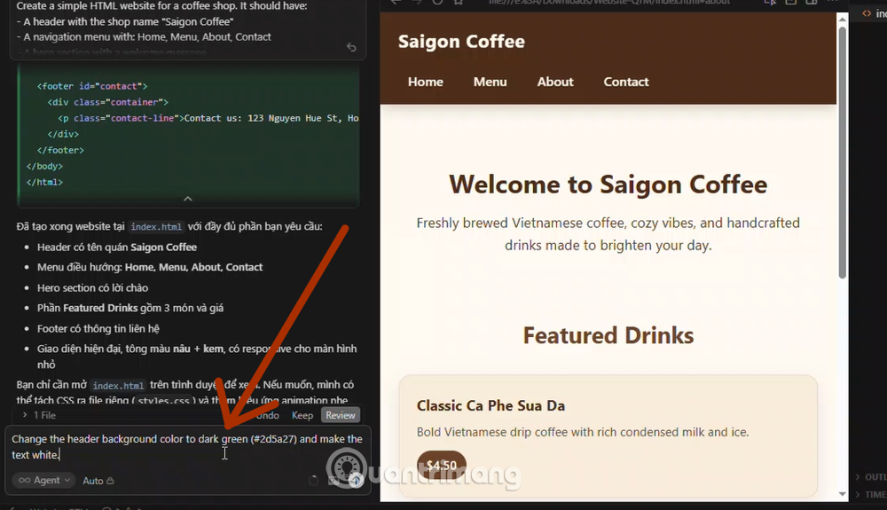 cách tạo website cơ bản trên cursor