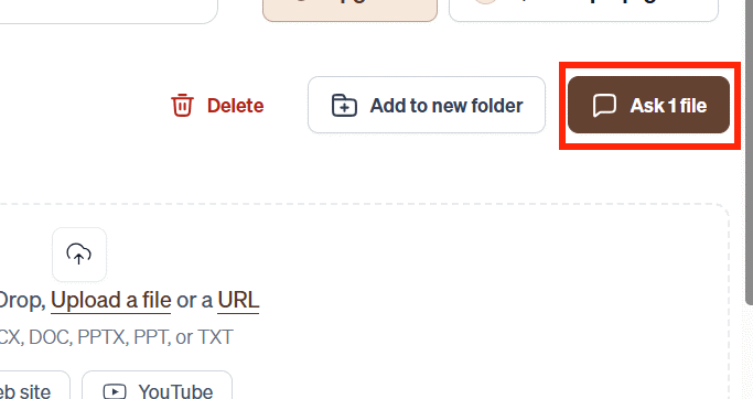 Chọn file PDF phân tích trên Humata