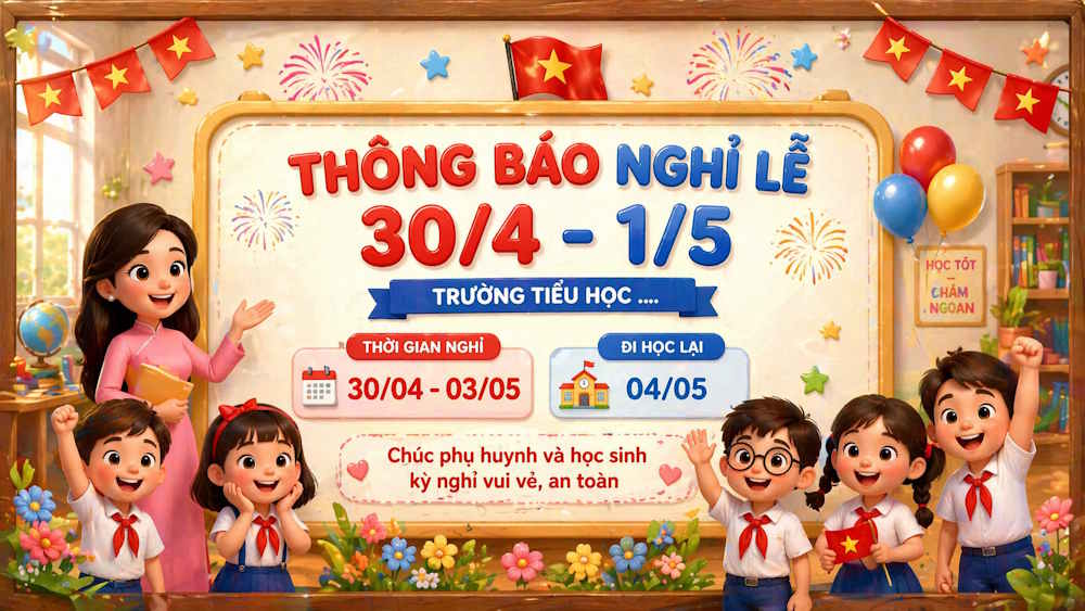 Prompt banner thông báo nghỉ lễ 30/4 và 1/5