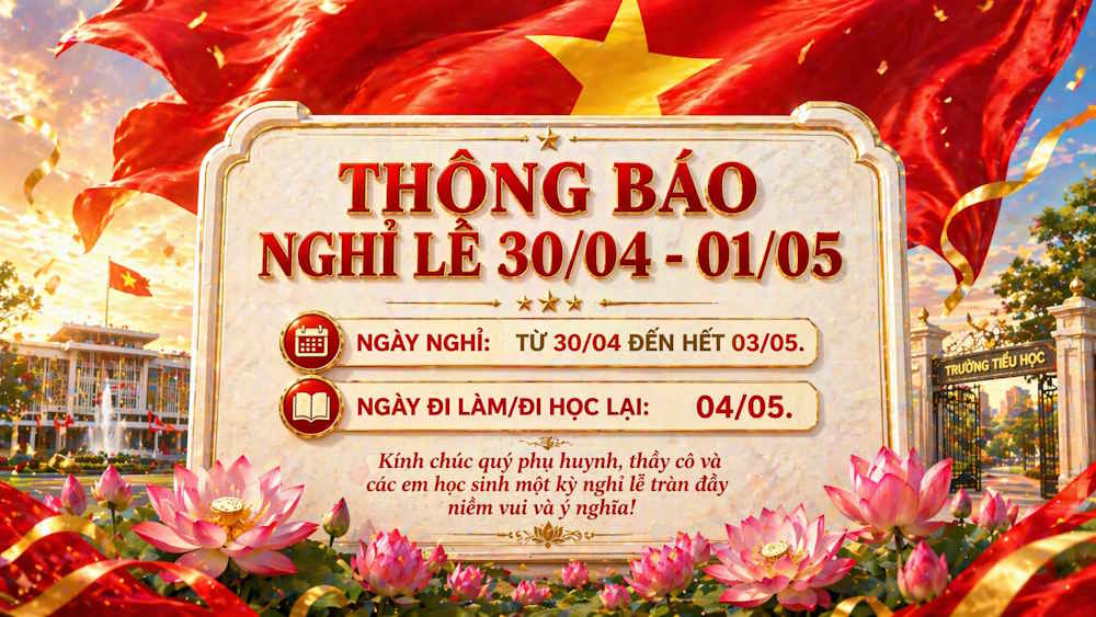Prompt banner thông báo nghỉ lễ 30/4 và 1/5 nghệ thuật