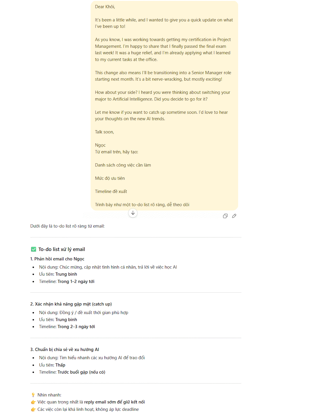 Prompt tạo checklist xử lý