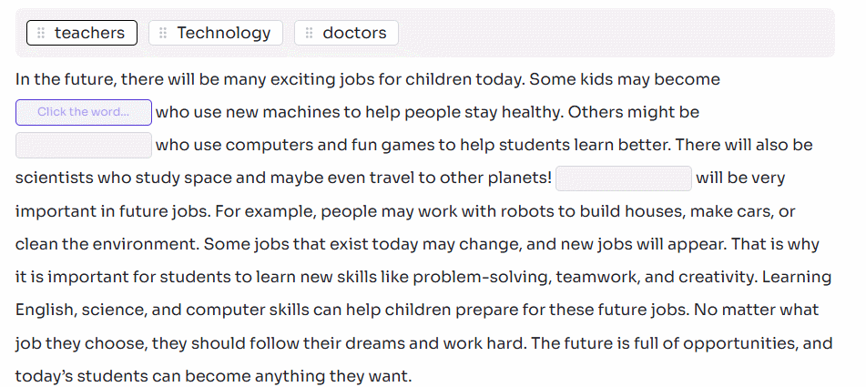 Bài điền từ trong đoạn văn trên Twee