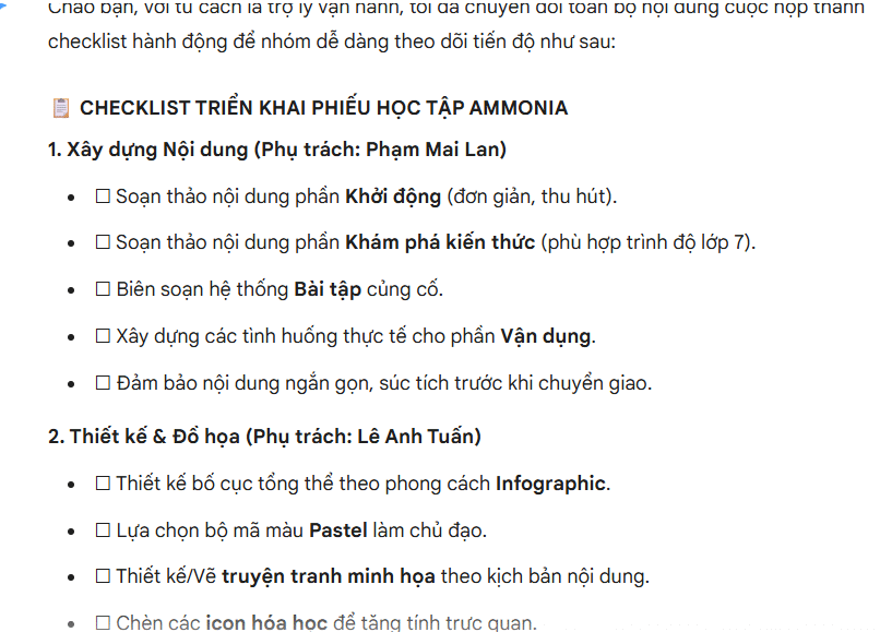 Câu lệnh chuyển biên bản thành checklist