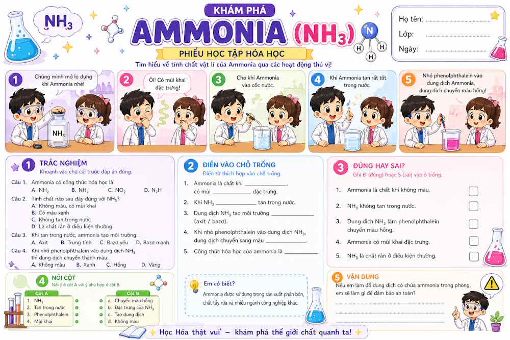 Tạo phiếu bài tập hóa