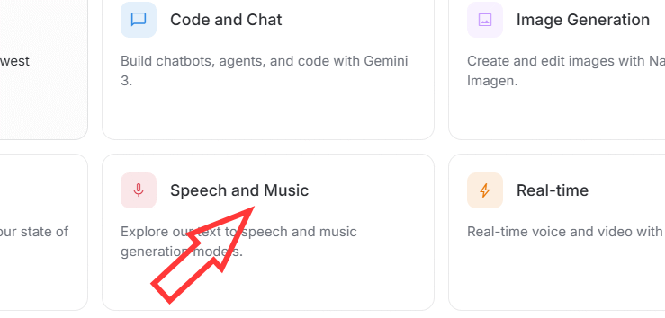 Speech and Music Google AI Studio 