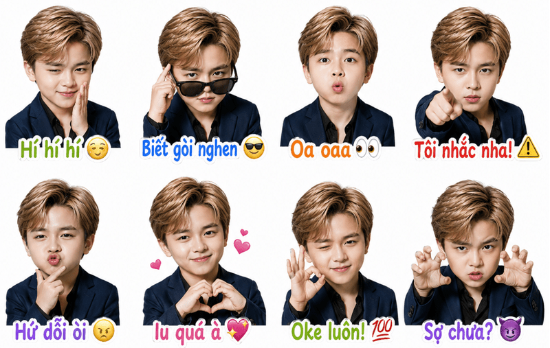 sticker bé trai cute