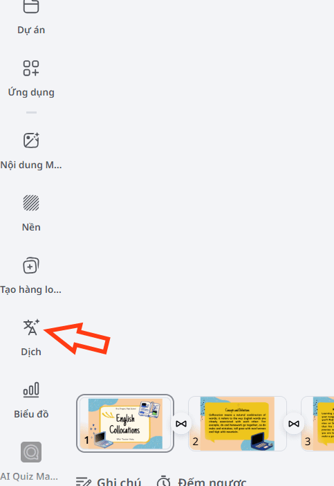 Ứng dụng Dịch trên Canva AI 
