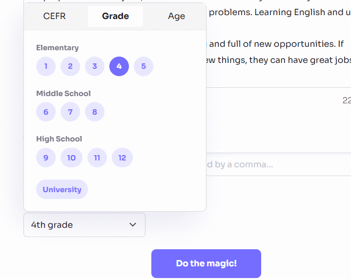Chọn khối lớp cho hội thoại