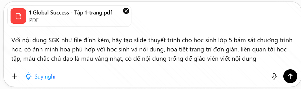 Câu lệnh tạo slide trên ChatGPT