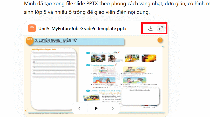 Slide thuyết trình tạo trên ChatGPT