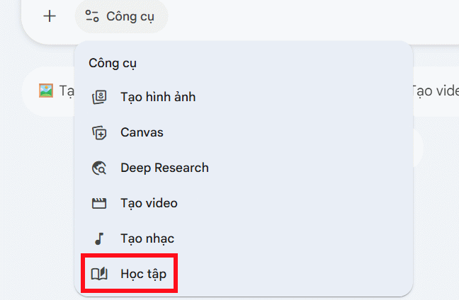 Công cụ Học tập trên Gemini