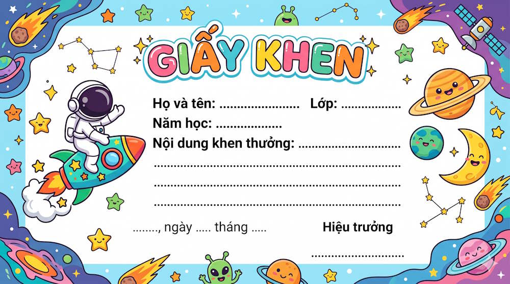 Câu lệnh số 4: Tạo giấy khen phong cách khám phá