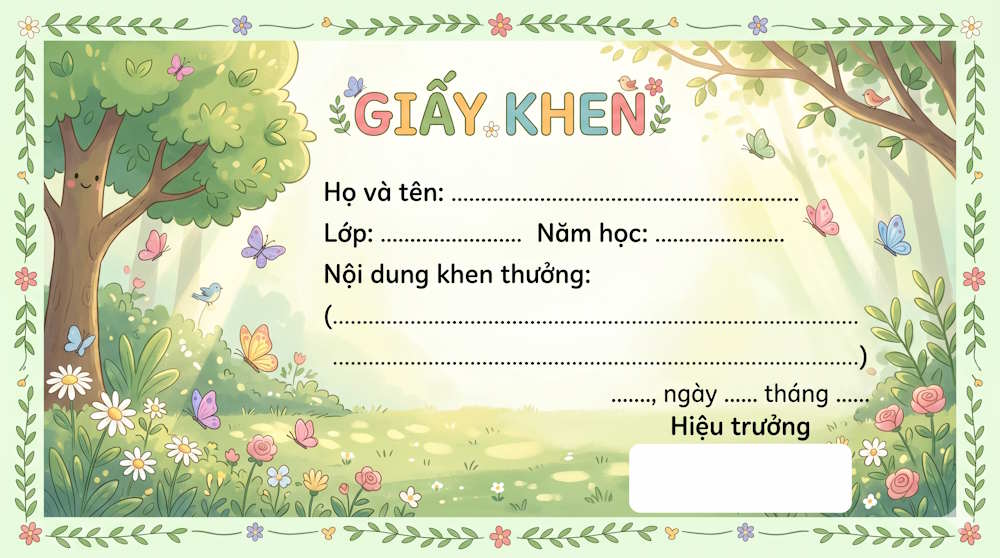 Prompt số 5: Giấy khen phong cách thiên nhiên 