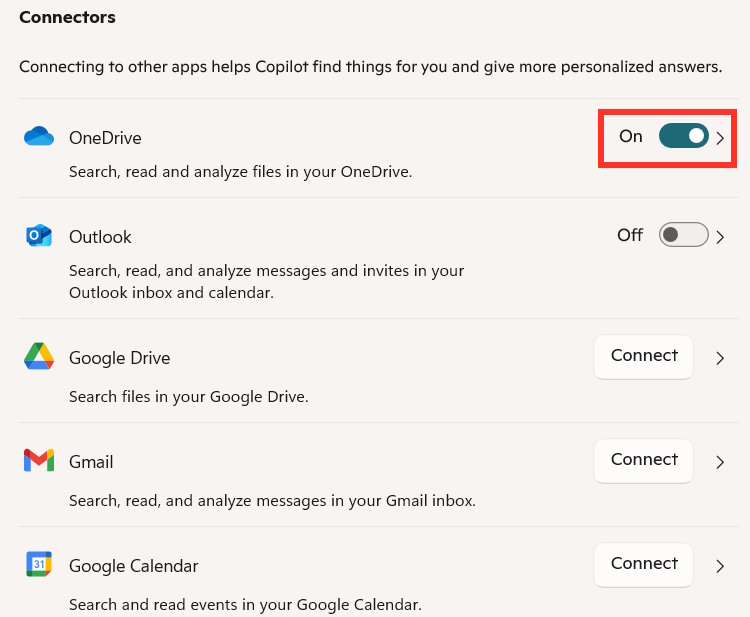 Kết nối OneDrive với Copilot