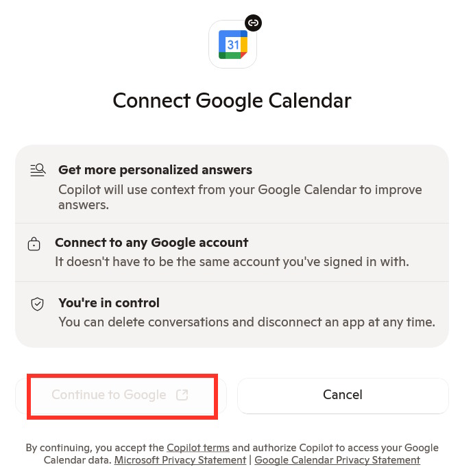 Kết nối thông tin Google Drive với Copilot