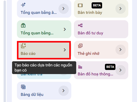 Báo cáo tài liệu trên NotebookLM