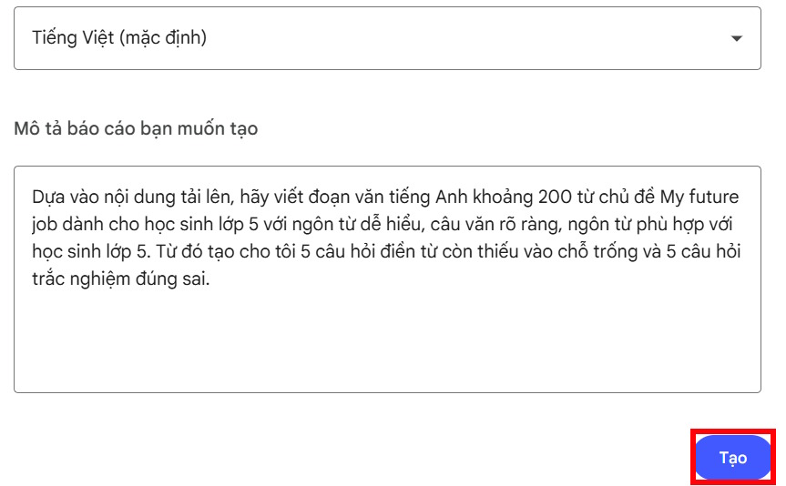 Tạo bài Reading trên NotebookLM