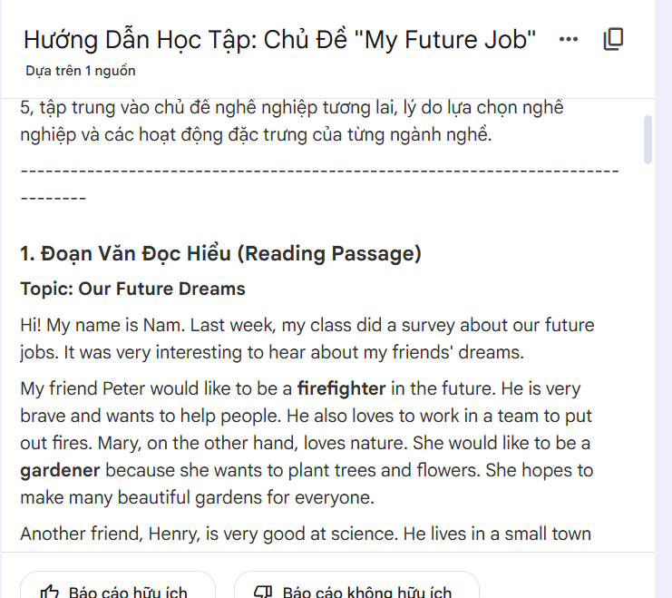 Tạo bài Reading trên NotebookLM