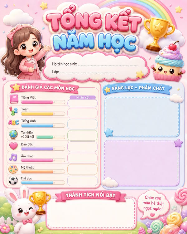 Ảnh tổng kết năm học tạo trên ChatGPT