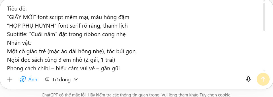 Câu lệnh tạo giấy mời họp trên ChatGPT