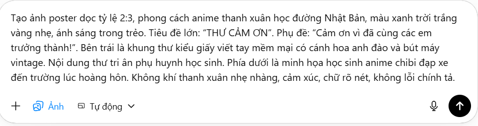 Câu lệnh tạo Thư cảm ơn trên ChatGPT