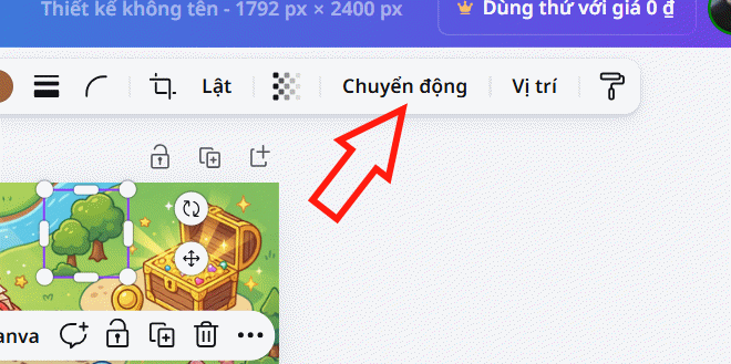 Chọn hiệu ứng chuyển động trên Canva 