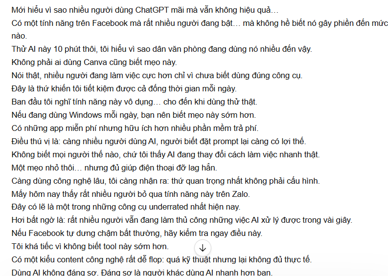 Prompt tạo hook Facebook theo phong cách cá nhân