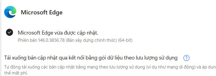 Kiểm tra phiên bản Edge