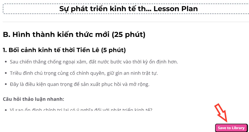 Lưu kế hoạch bài giảng trên Heuristica