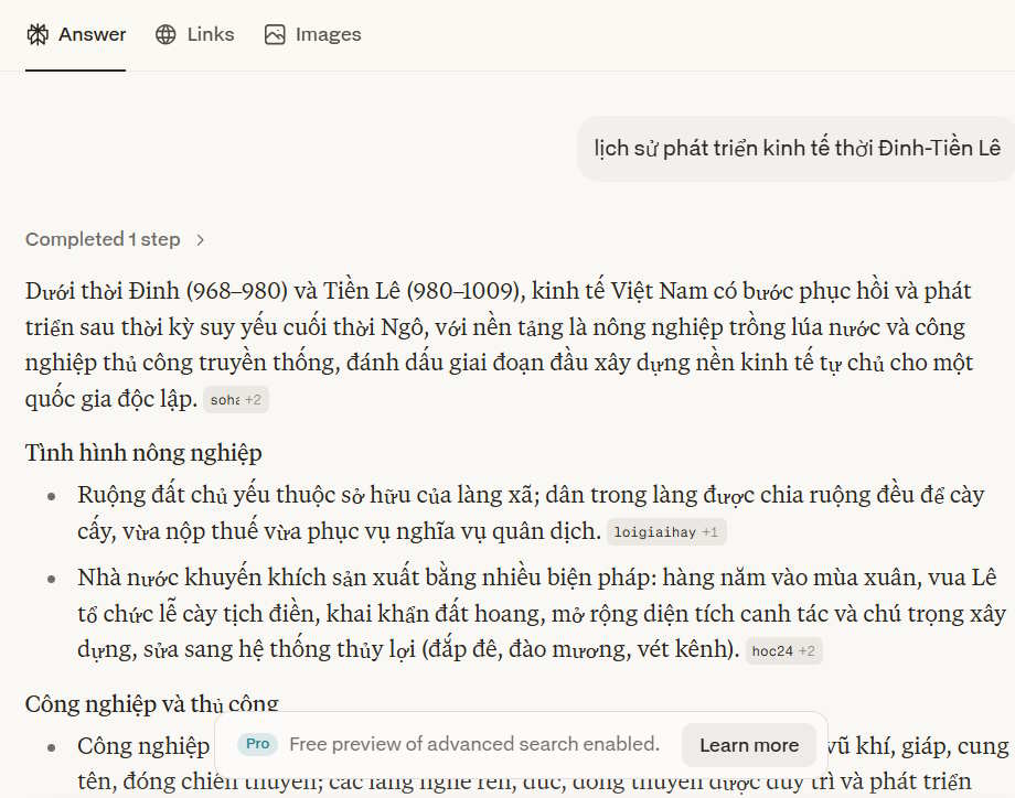 Thông tin nghiên cứu trên Perplexity