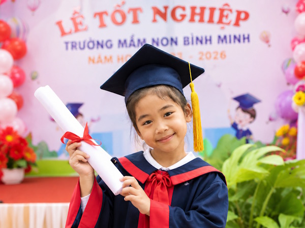 Prompt tiếng Anh tạo poster tốt nghiệp mầm mon