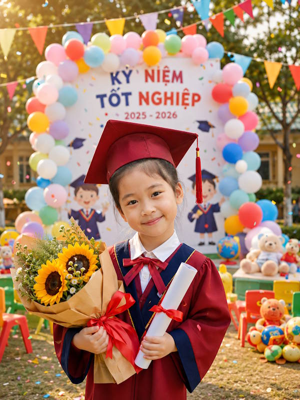 Prompt ảnh tốt nghiệp mầm non phong cách điện ảnh