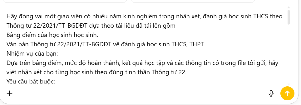 Câu lệnh viết nhận xét học sinh theo TT 22 trên ChatGPT