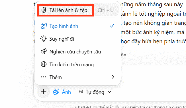 Tải ảnh lên ChatGPT