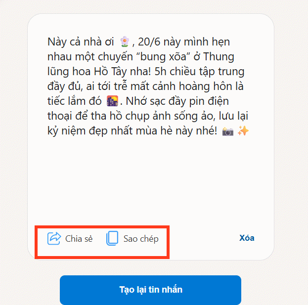 Sao chép tin nhắn trên Microsoft AI Tools