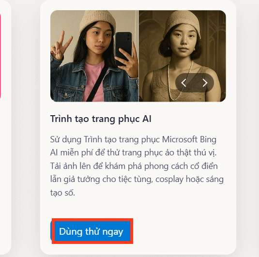 Tạo trang phục bằng AI trên Microsoft AI Tools