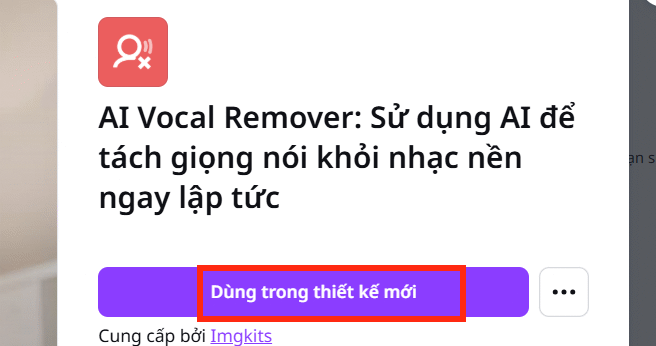 Dùng ứng dụng AI Vocal Remover Canva 