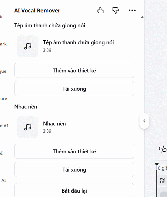 File âm thanh tách bằng AI Vocal Remover Canva 