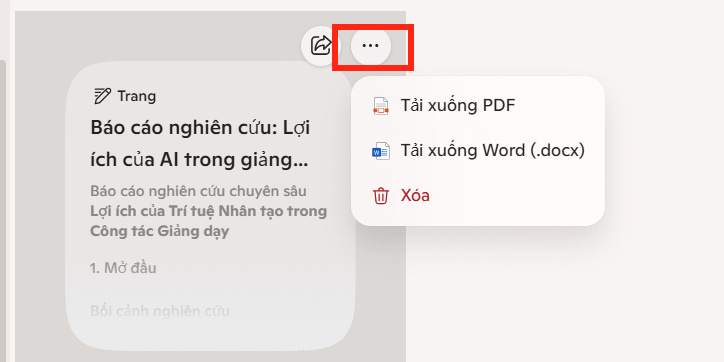 Tùy chọn tập tin lưu trữ trong thư viện Copilot