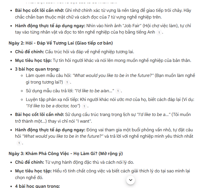 Prompt chia nội dung sách thành lộ trình 7 ngày