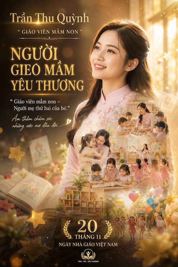 Poster tạo ảnh vinh danh giáo viên mầm non 