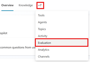 Cách chọn tab Evaluation khi việc chọn tab bị thu nhỏ do kích thước màn hình.