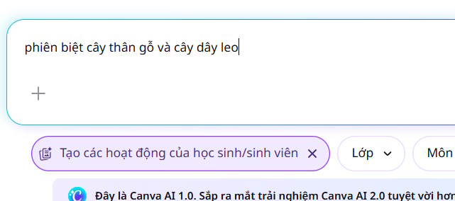 Chủ đề hoạt động cần tạo trên Canva AI