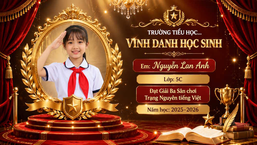 Prompt tạo ảnh vinh danh phong cách trang trọng