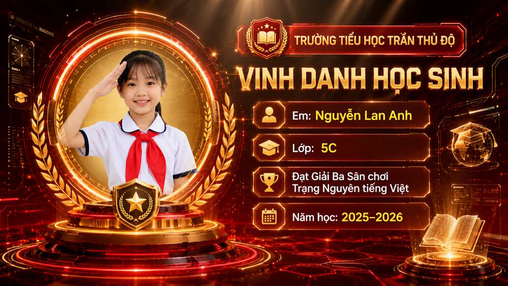 Câu lệnh tạo ảnh vinh danh học sinh phong cách công nghệ tương lai