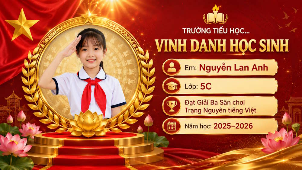 Tạo ảnh vinh danh học sinh phong cách giáo dục trang trọng