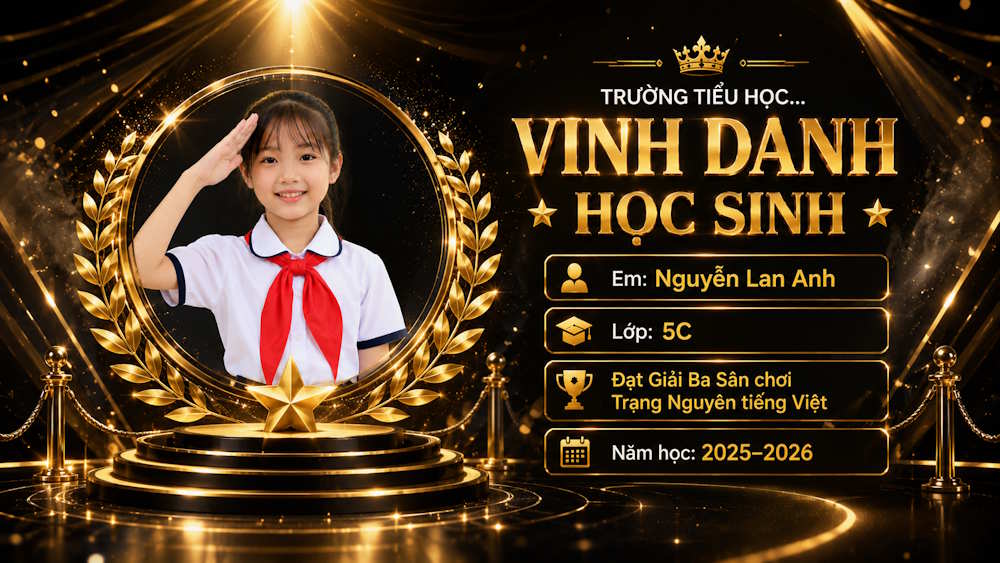 Prompt tạo ảnh vinh danh phong cách Luxury Black Gold Premium