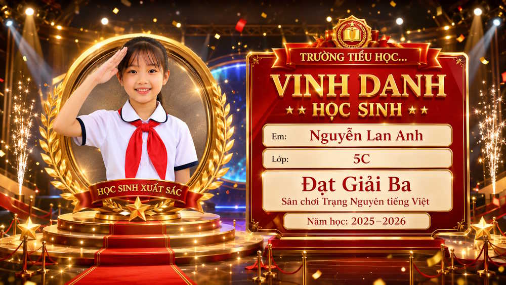 Ảnh vinh danh phong cách 3D Celebration Stage